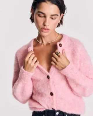 Cardigan Douceur rose pâle — photo 1