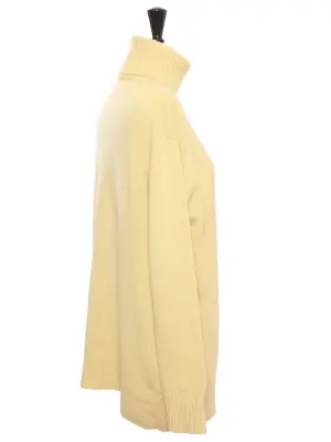Pull col roulé en laine de cachemire 100% jaune pâle Prix boutique 1700€ Taille XL — photo 4