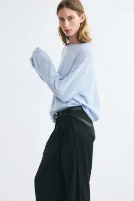 Pull oversize en laine - Bleu clair — photo 1