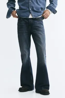 Regular Flared Jeans - Bleu denim foncé — photo 1