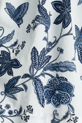Robe en coton avec jupe évasée - Blanc/fleuri — photo 3