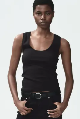 Débardeur avec dentelle - Noir — photo 1
