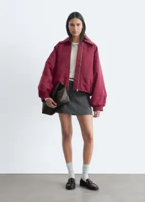 Veste style bomber à col - Bordeaux — photo 1