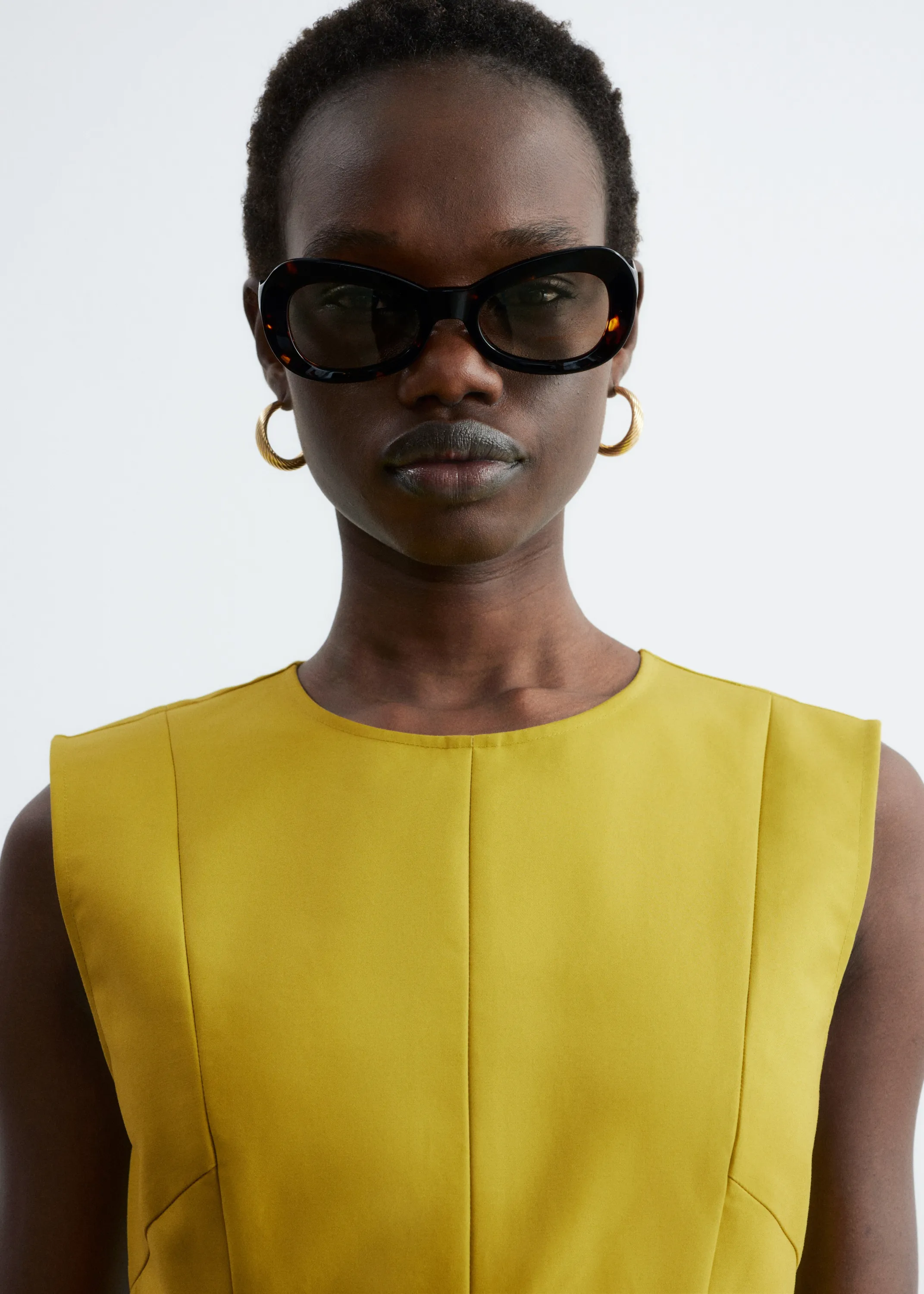 Robe courte plissée - Chartreuse