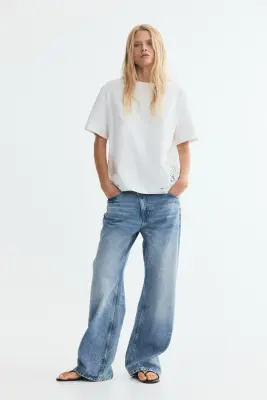 T-shirt en coton avec dentelle - Blanc — photo 1