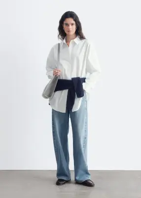 Chemise oversize à ourlet arrondi - Blanc — photo 2