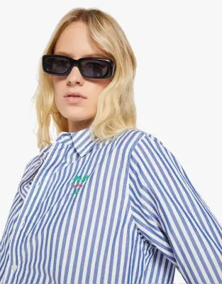 Nouveau ! MOTHER Chemise The Bestie White And Blue Stripe — photo 5