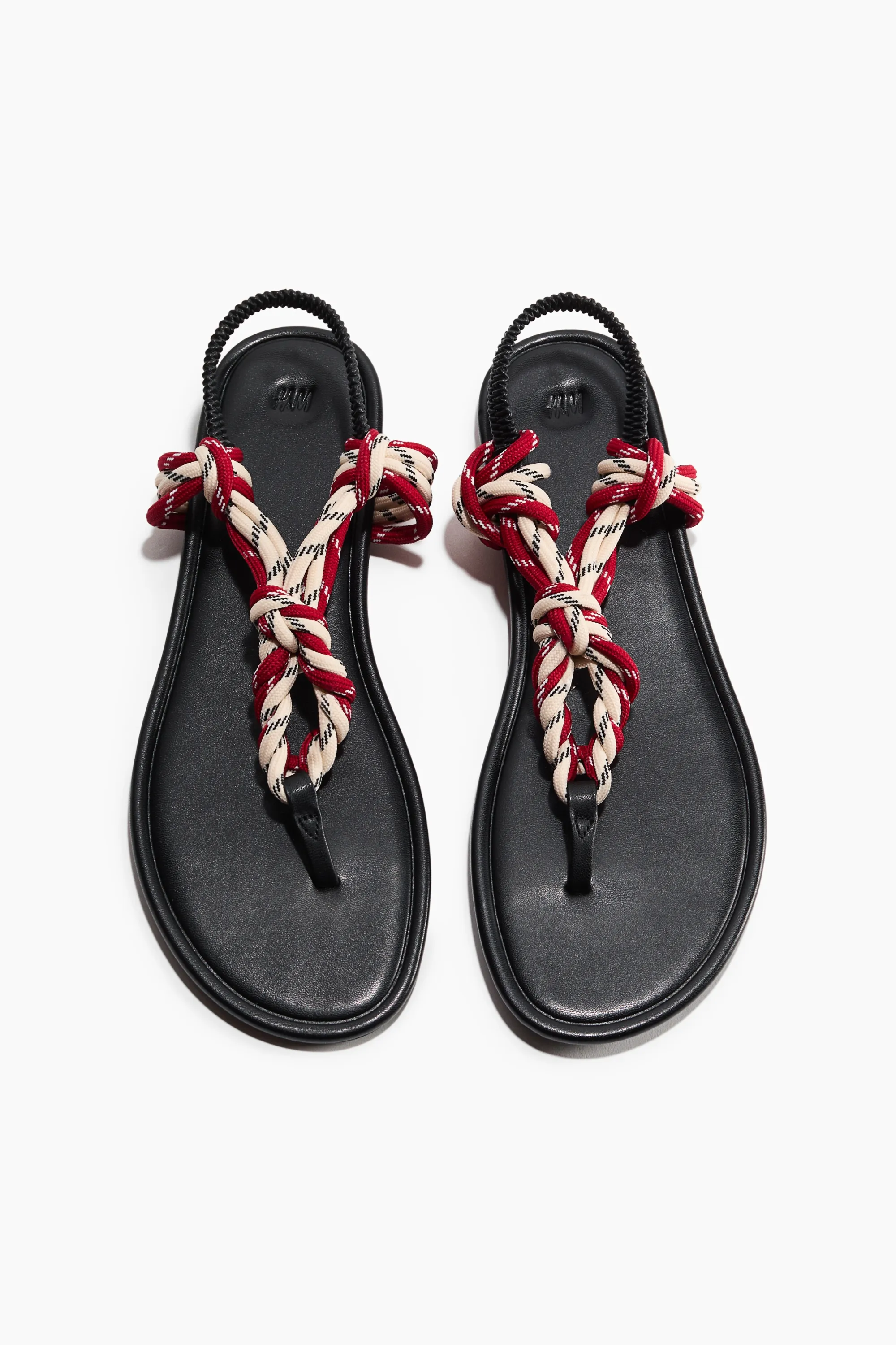 Sandales avec détails noués - Noir/rouge/blanc