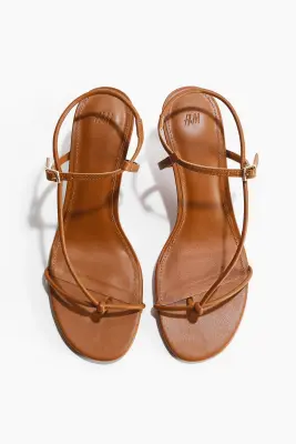 Sandales à talon avec brides fines - Marron — photo 1