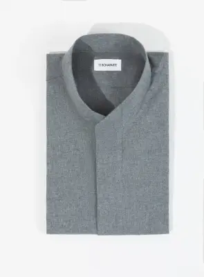 Origami Collar Shirt in Heather Gray Cotton Flannel — photo 2