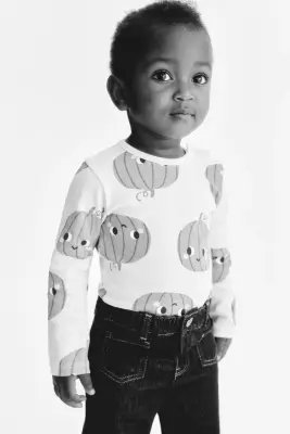 Body imprimé en coton - Beige clair/citrouilles — photo 2