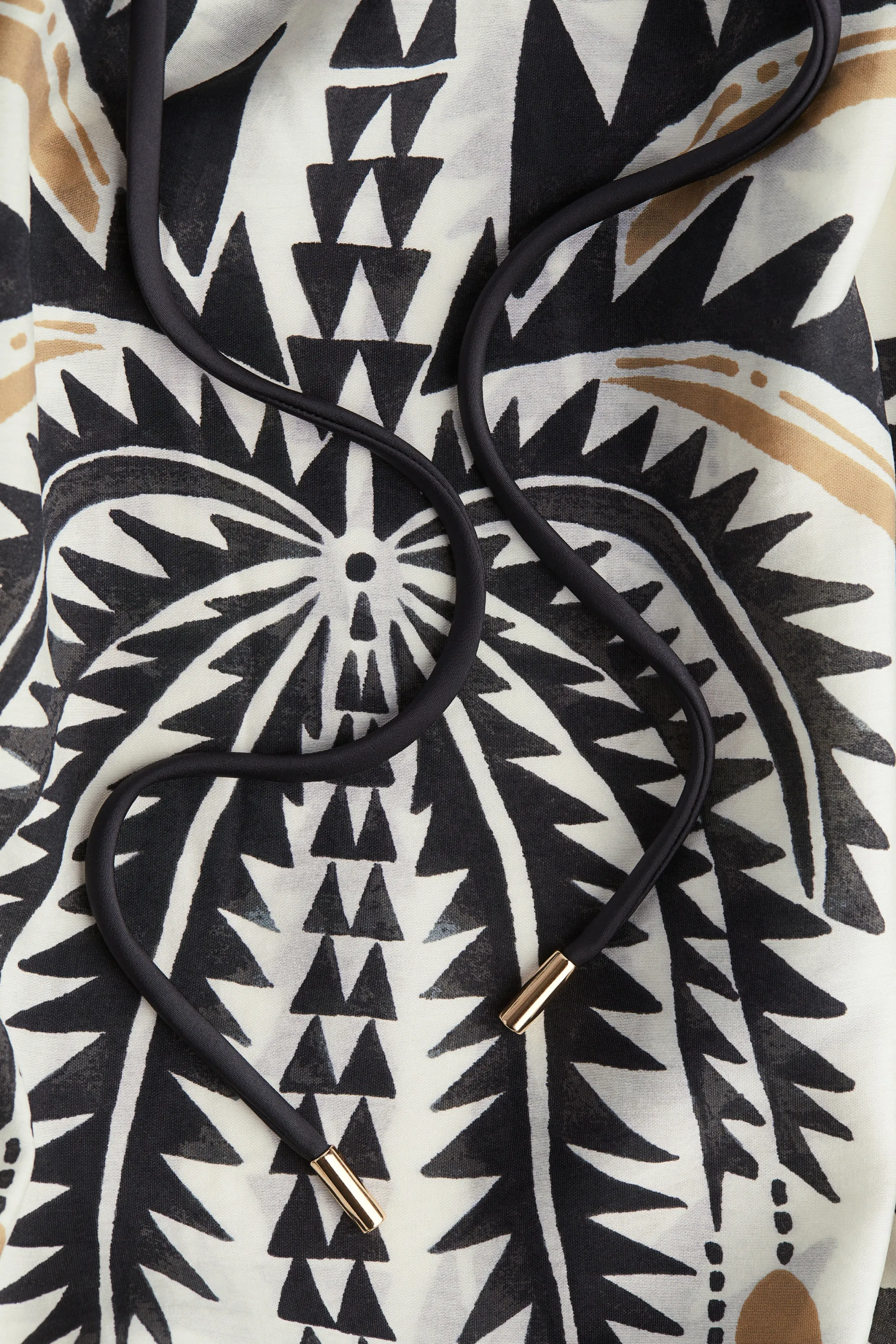 Robe tunique avec ceinture à nouer - Blanc/palmiers