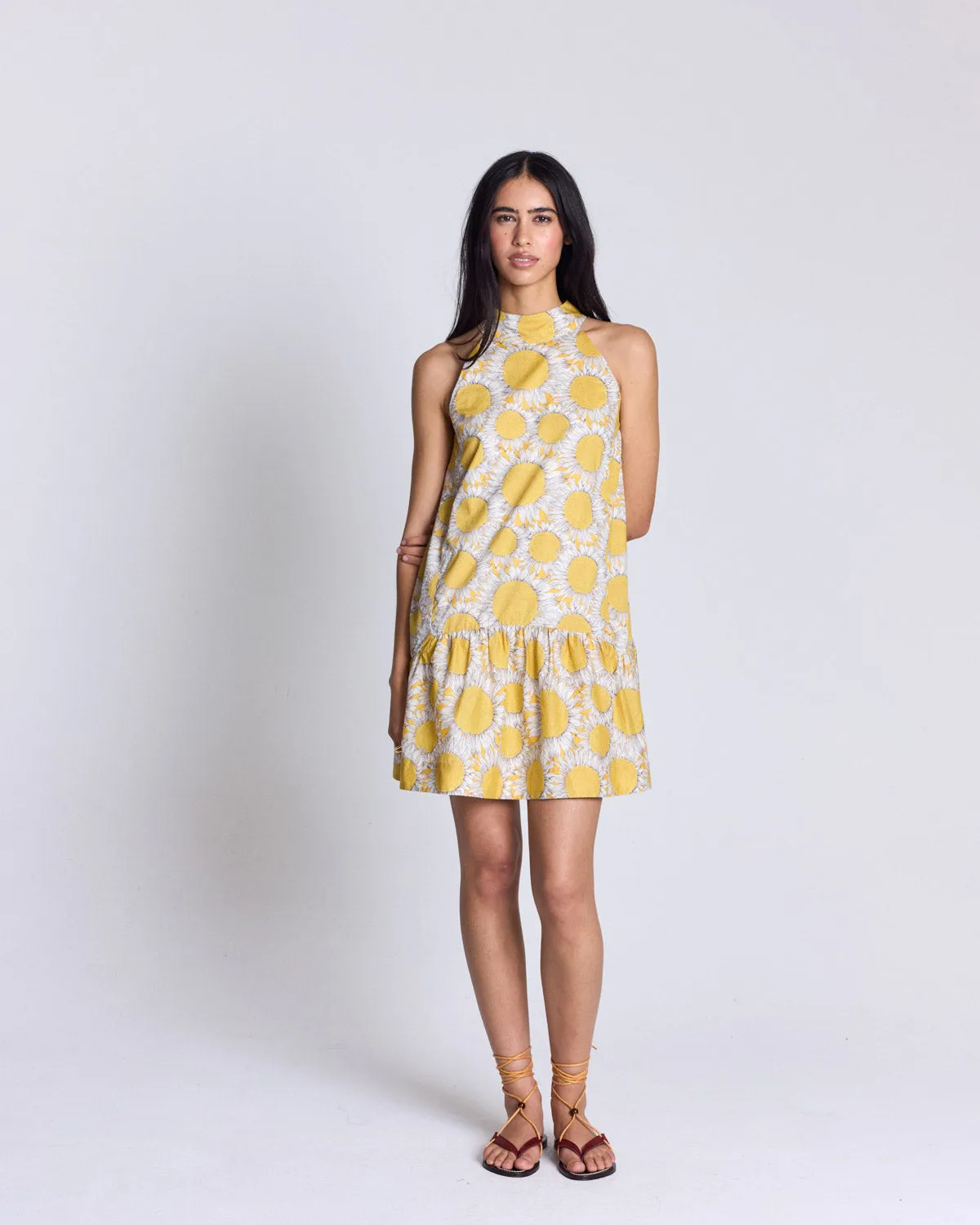 Robe Elisabeth imprimé Liberty tournesols jaune