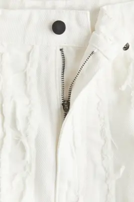 Minijupe frangée en denim - Blanc — photo 2