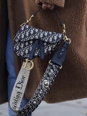 Sac Saddle iconique en toile imprimée monogramme bleu et beige Prix boutique 3500€ — photo 4
