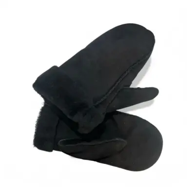 Moufles Cuir & Fourrure Noire — photo 2