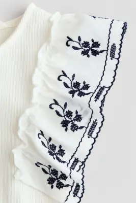 Top volanté - Blanc/bleu marine — photo 2
