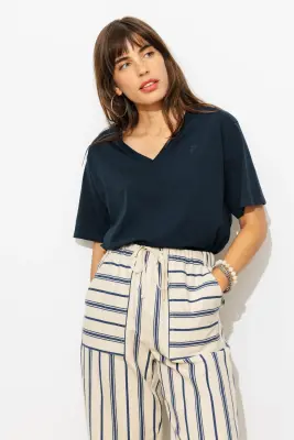 T-shirt basique col V Femme — photo 3