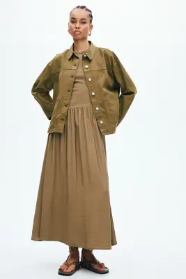 Veste-chemise en twill - Vert kaki foncé — photo 1