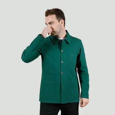 Veste de travail authentique coton bio 1G/5C - Vert Bouteille — photo 2