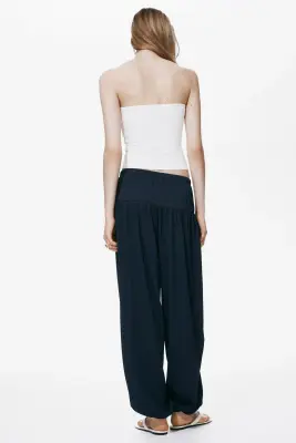 Pantalon ballon froissé - Bleu marine — photo 3