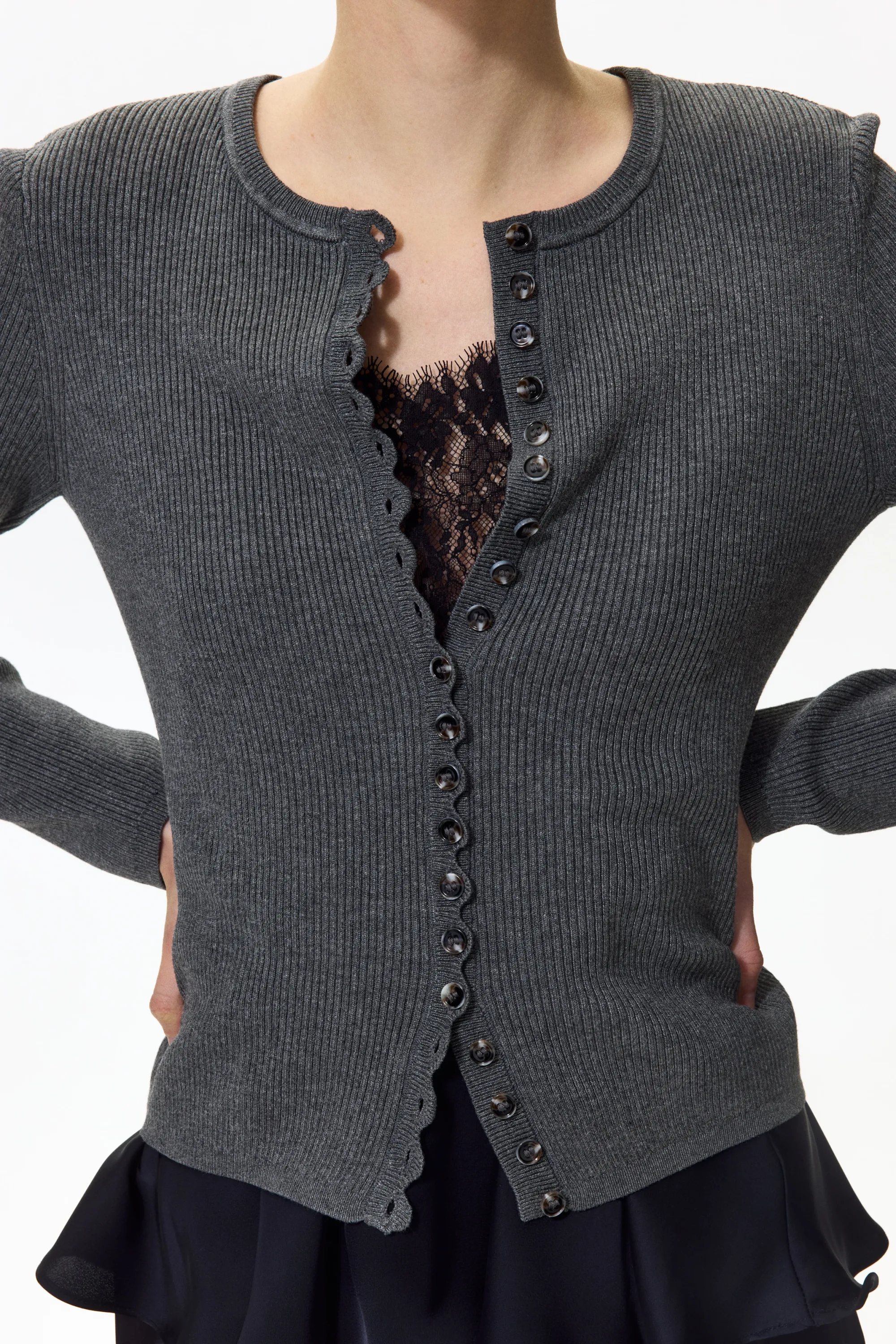 Gilet côtelé - Gris foncé chiné