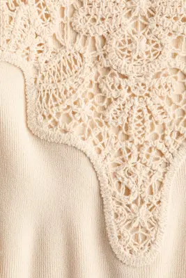 Top avec détails façon crochet - Beige clair — photo 2