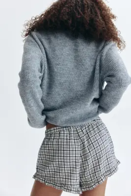 Short en twill de coton - Beige clair/carreaux — photo 2