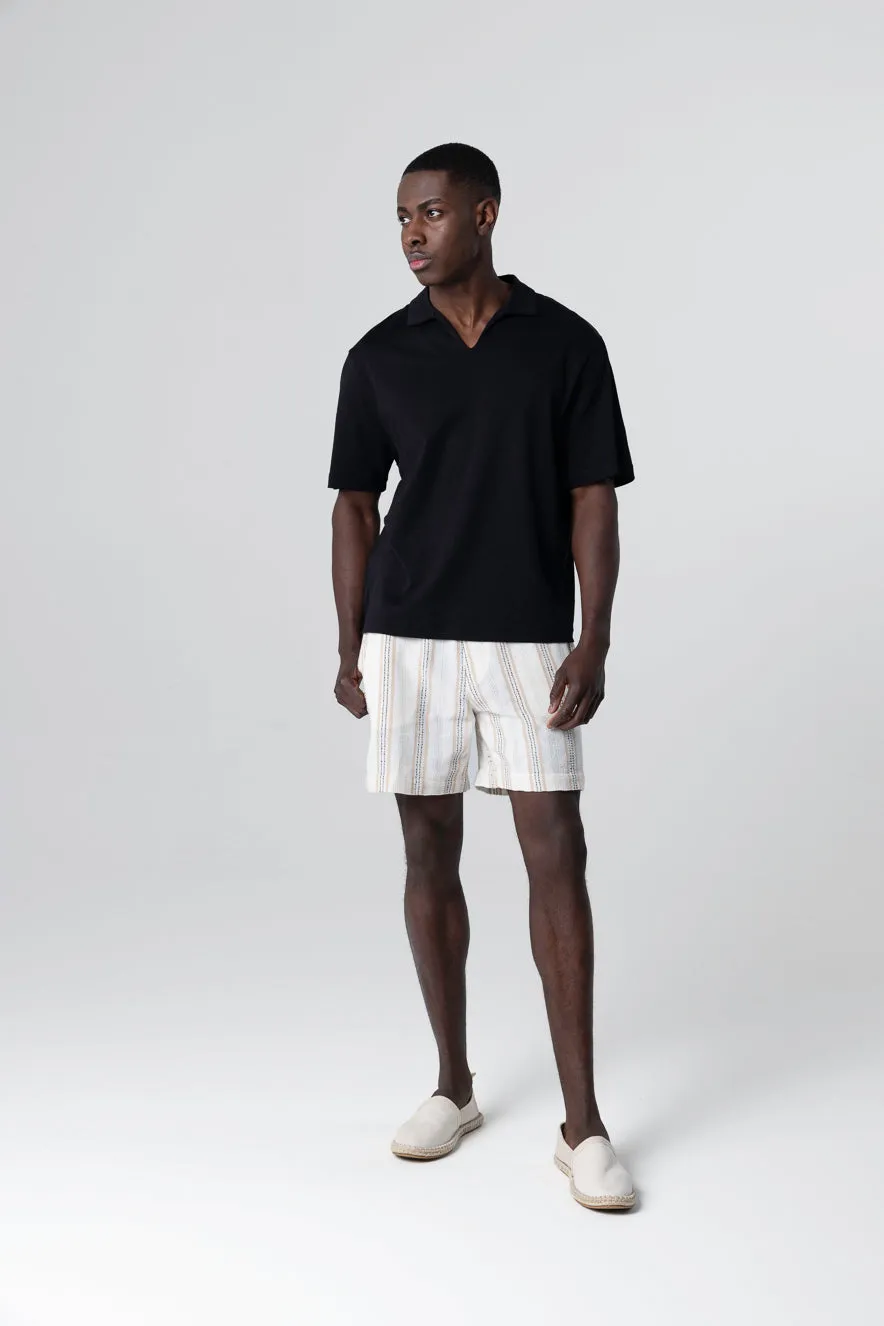 Polo Noir Manches Courtes en Coton Supima