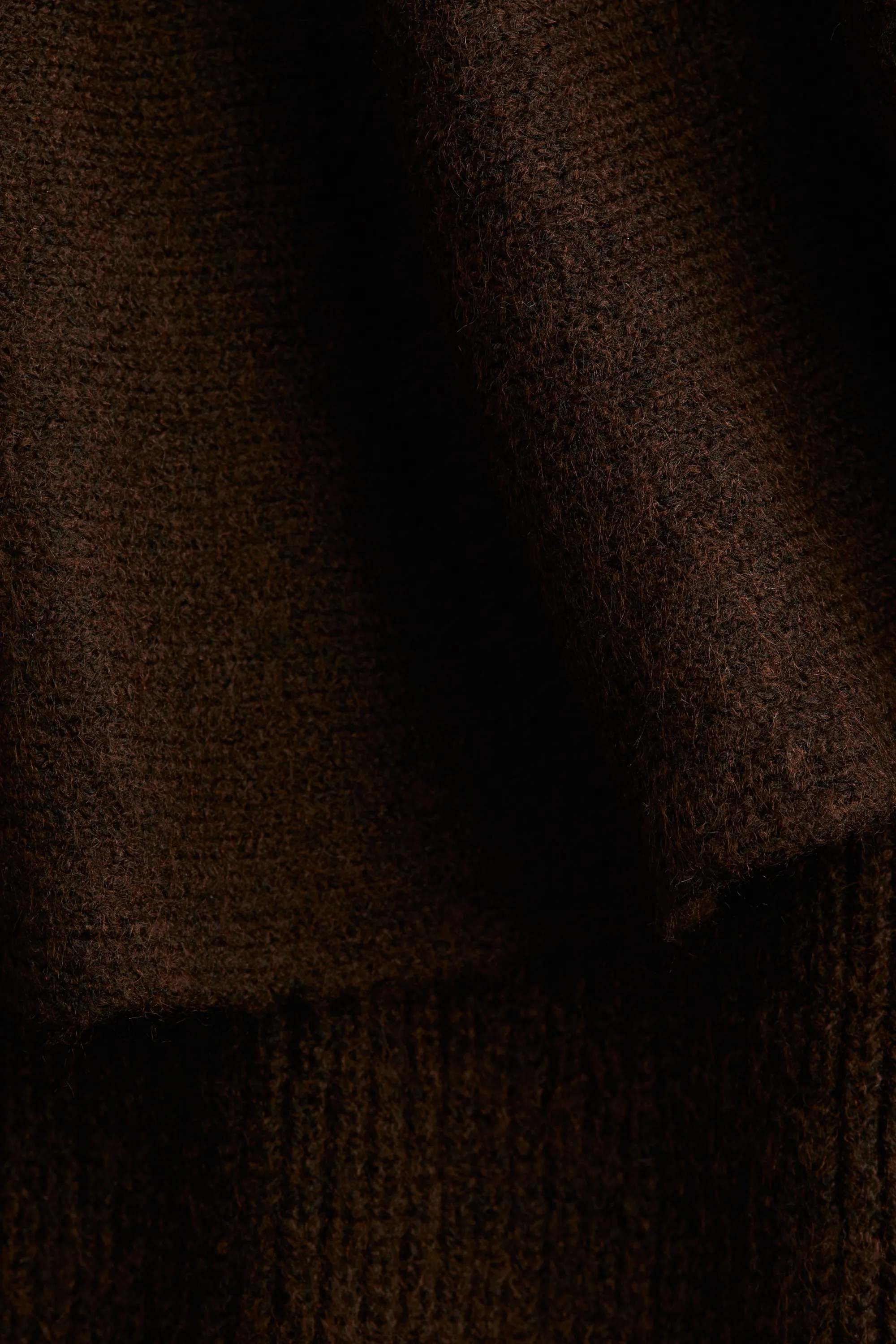 Pull épaules nues volanté - Marron foncé