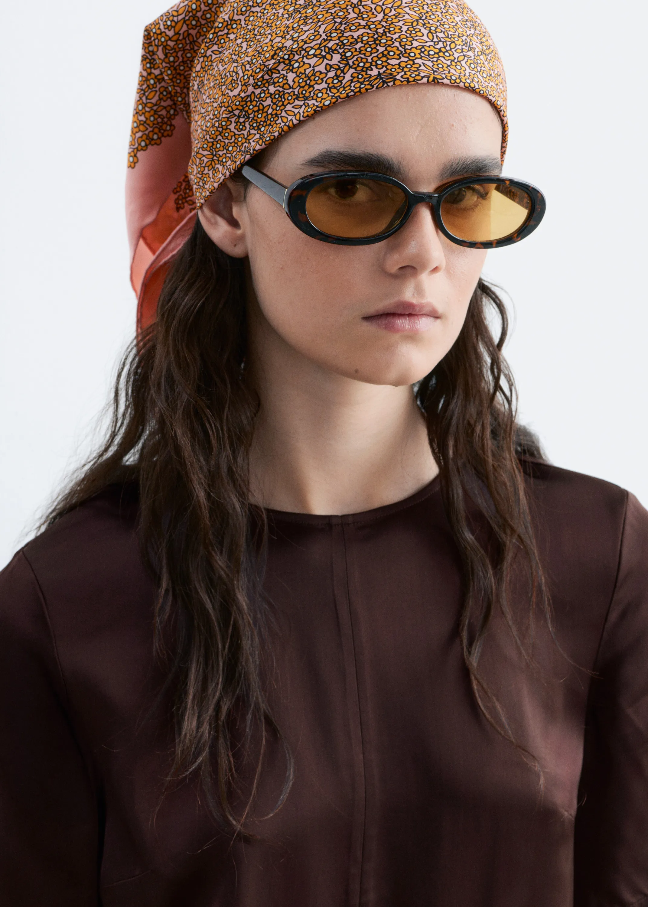 Robe courte à ourlet asymétrique - Marron Clair
