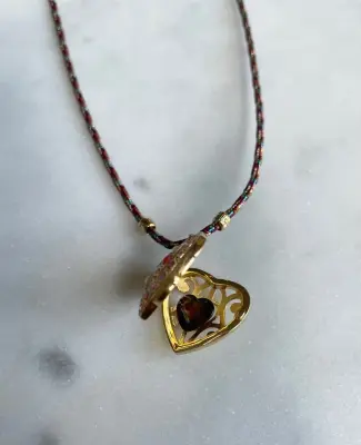 Nouveau ! ROOM SERVICE JEWELRY Collier Heart Locket Cordon Rainbow — photo 4