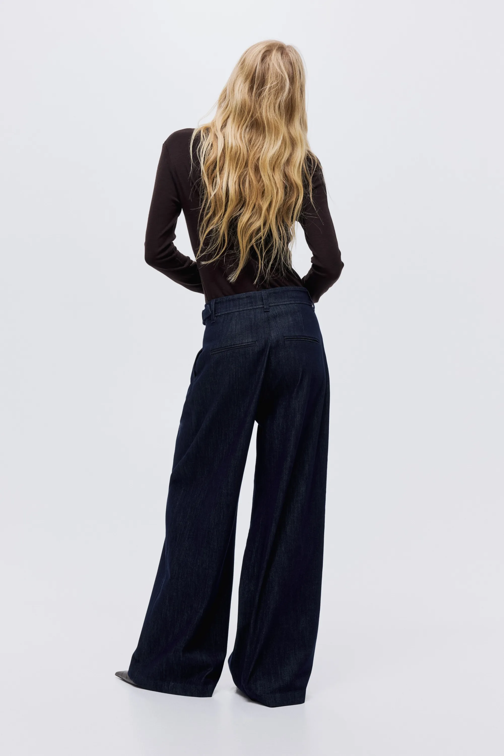 Wide High Jeans - Bleu denim foncé