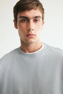 T-shirt Oversized Fit en interlock - Gris — photo 1
