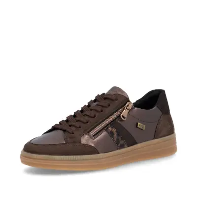 Baskets Remonte D2C04-90 Marron - Cuir Nubuck Lacets Zip Grande Pointure Femme — photo 1