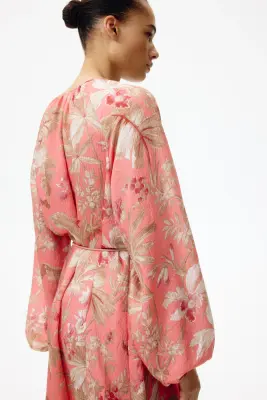 Robe tunique avec ceinture - Rose/fleuri — photo 3