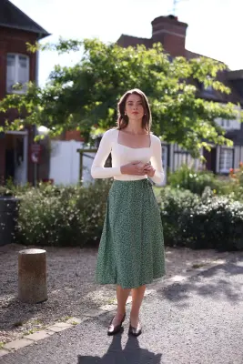 Mara Wrap Skirt - Dusty green floral — photo 2