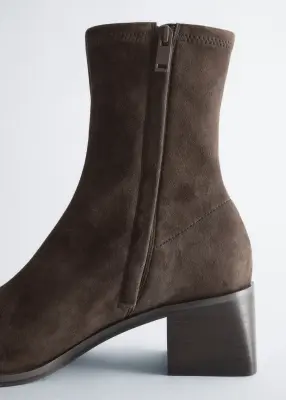 Bottines-chaussettes en cuir - Marron foncé — photo 5