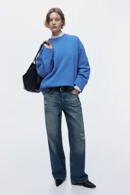 Sweat oversize en coton - Bleu — photo 2