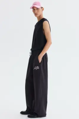 Pantalon jogger Relaxed Fit en coton - Noir/No Love Just Fire — photo 4