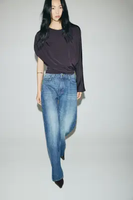 Top asymétrique en jersey - Violet foncé — photo 2