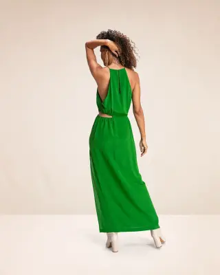 Robe longue Milano en soie vert Lime – Karma Koma — photo 5