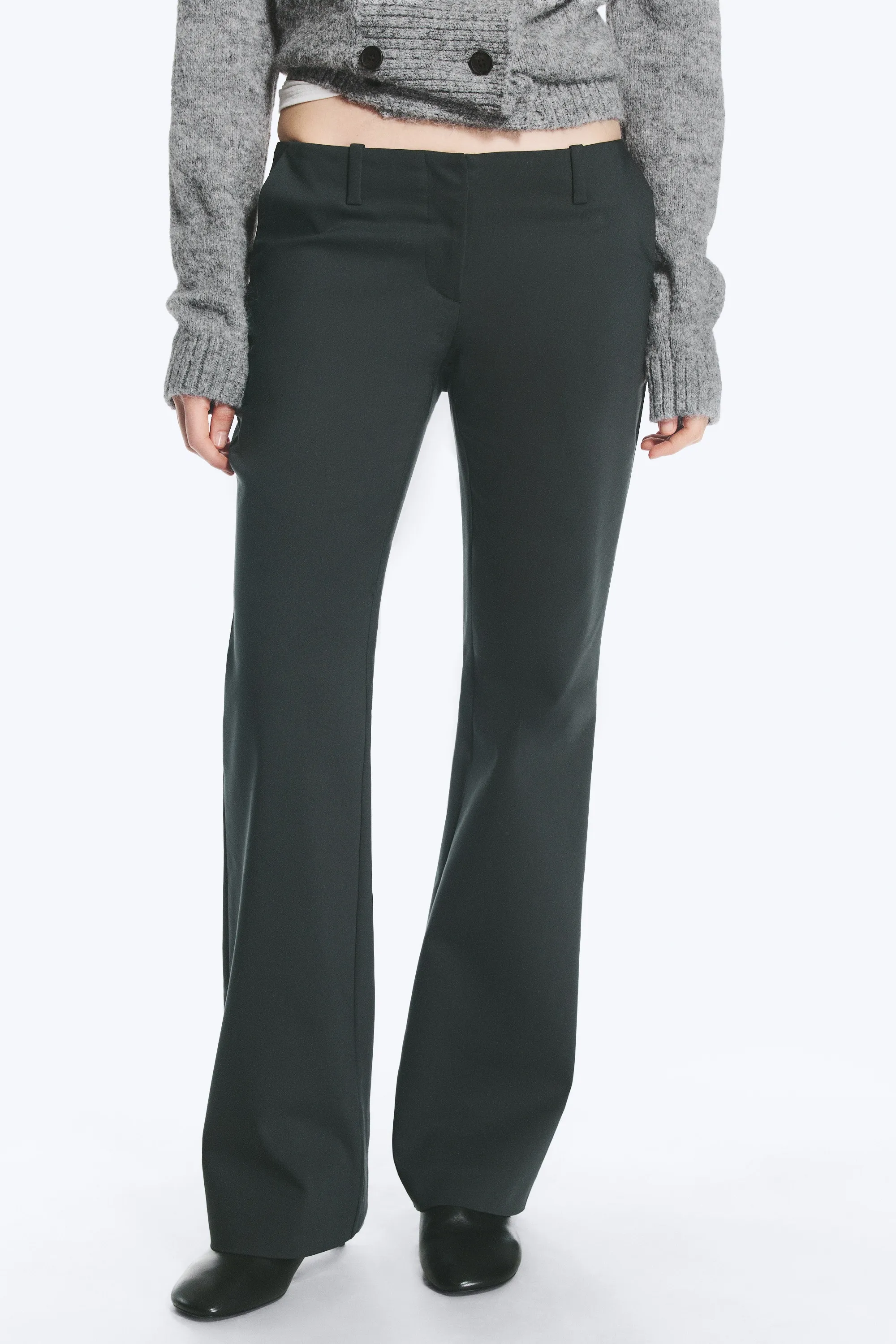 Pantalon de costume bootcut taille basse - Gris foncé