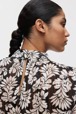 Blouse à col droit - Noir/motif — photo 2
