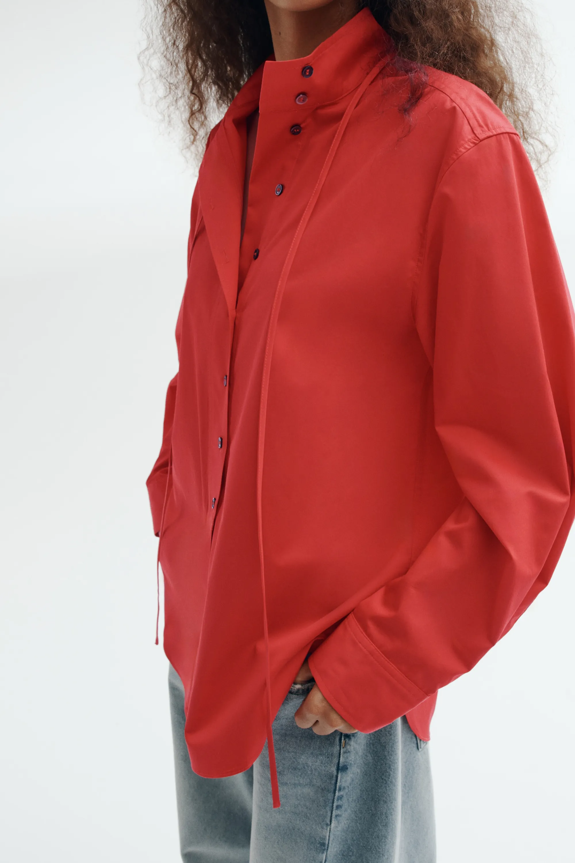 Chemise avec col à nouer - Rouge