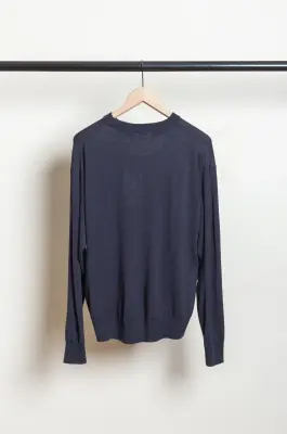 Roberto Collina – Knit LS Crewneck Sweater Comfort Fit – Navy — photo 4