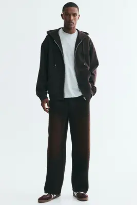 Veste à capuche zippée Loose Fit - Marron foncé — photo 1