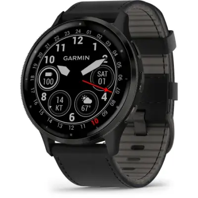 Garmin Venu 3 bracelet cuir noir + bracelet silicone noir 010-02784-52 — photo 1