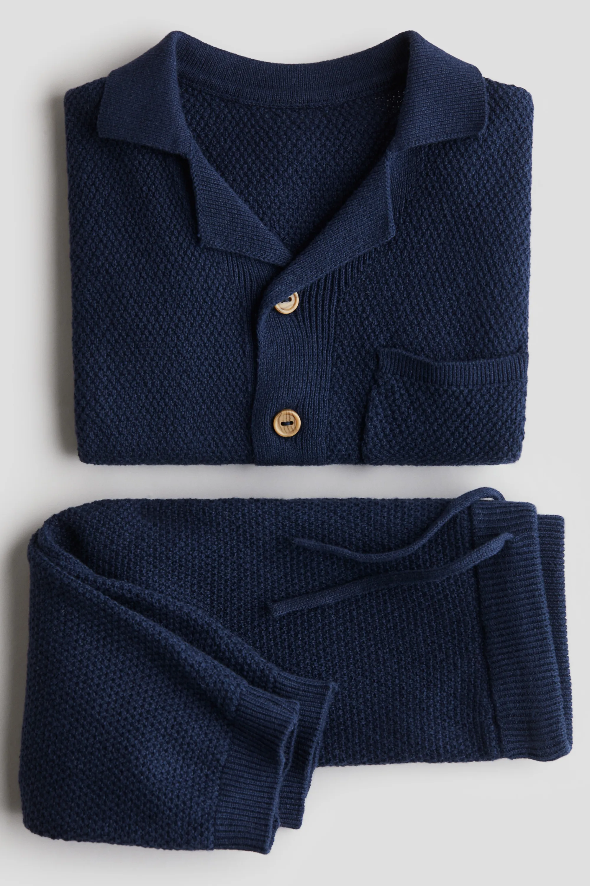 Ensemble 2 pièces en maille de coton - Bleu marine