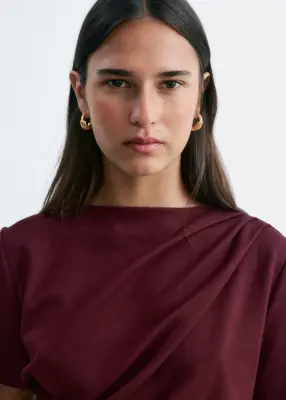 T-shirt asymétrique drapé - Bordeaux — photo 3